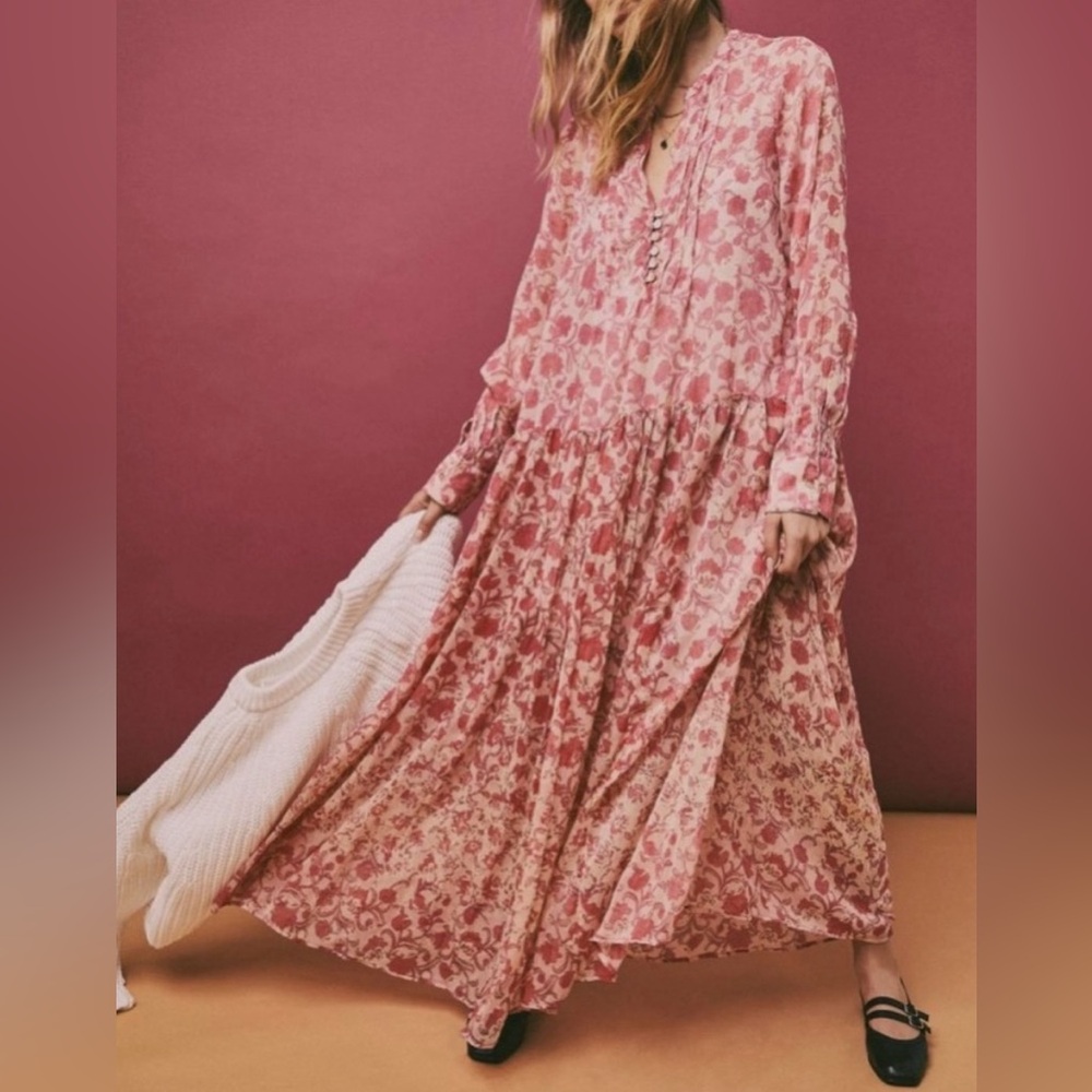 Free People Pink Floral Maxi Dress